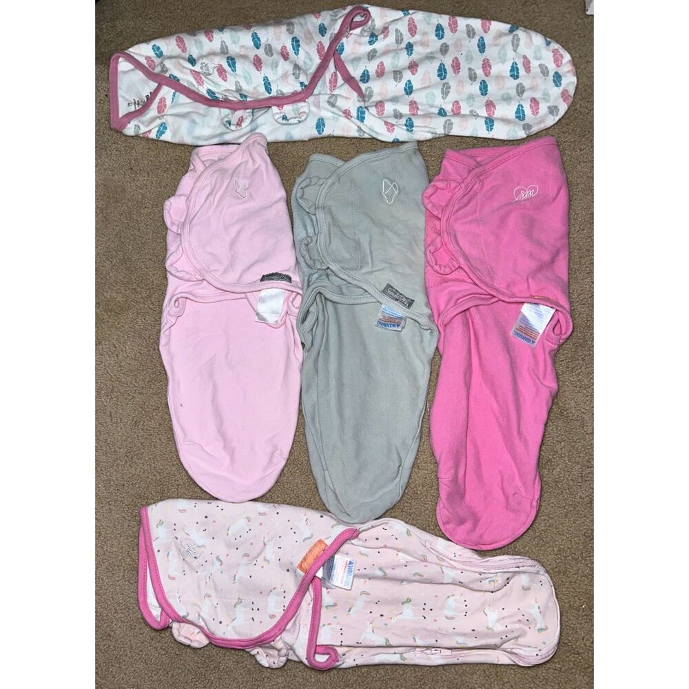 Lot of 5 Swaddle Me Sleep Sacks, 4-‎ Sm/Md, 1- LG, 100% Cotton